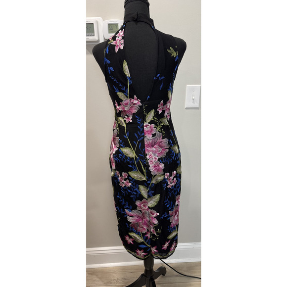 Whimsigoth Cottagecore Nicole Miller New York Embroidered Floral Dress Black 2 - Picture 3 of 16